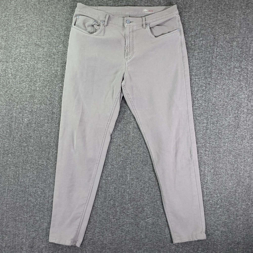Faherty Stretch Terry Pants Men 35x30 Gray 5 Pocket Performance